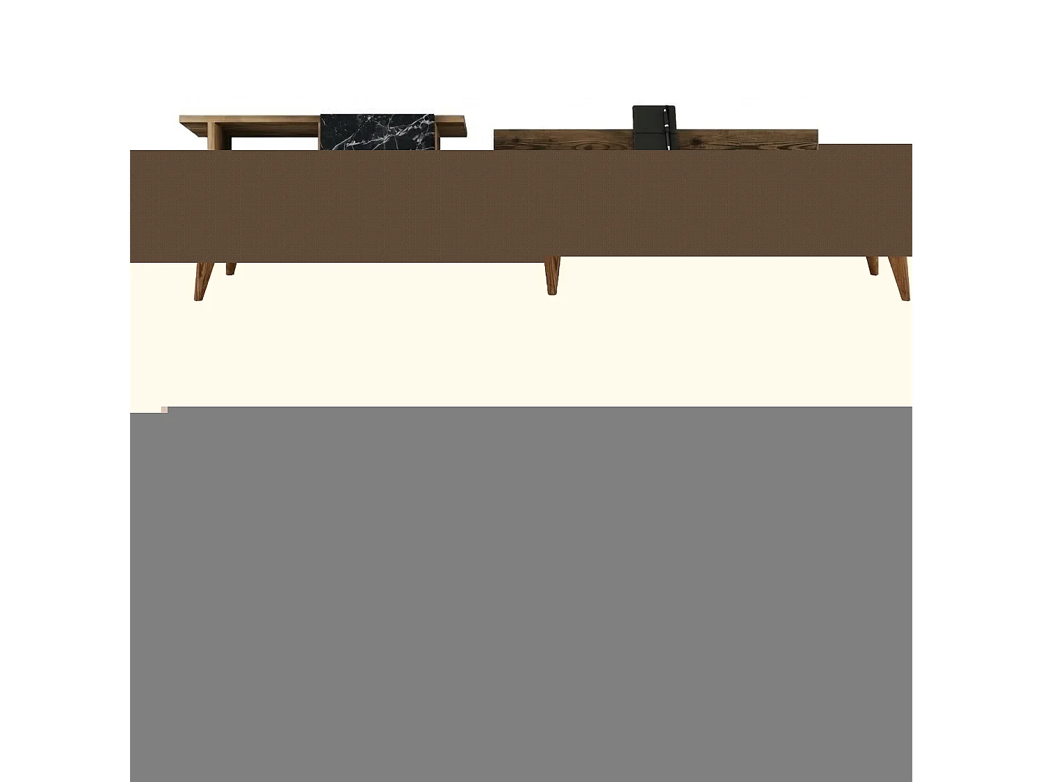 Parete Attrezzata Casaluce, Modulabile, Marrone Noce, Mobile Soggiorno, 9 Ripiani, 7 Vani