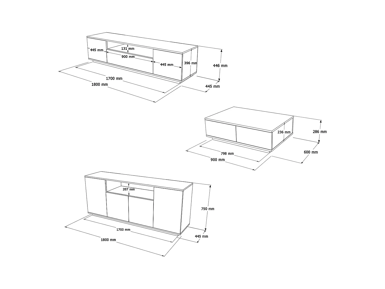 Set Mobili da Soggiorno Robella, Modulabile, Marrone Rovere Nodi, 7 Ripiani, 9 Ante