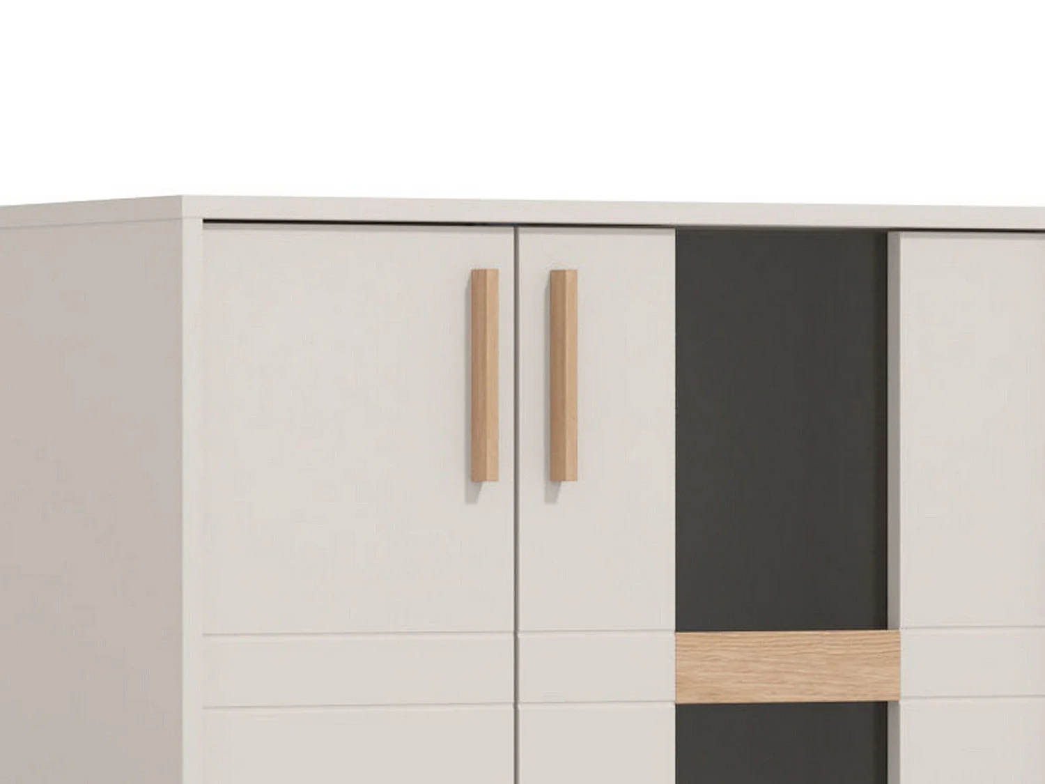 Parete Attrezzata Fallo, Modulabile, Bianco Crema, Mobile Soggiorno, 7 Ripiani, 9 Vani