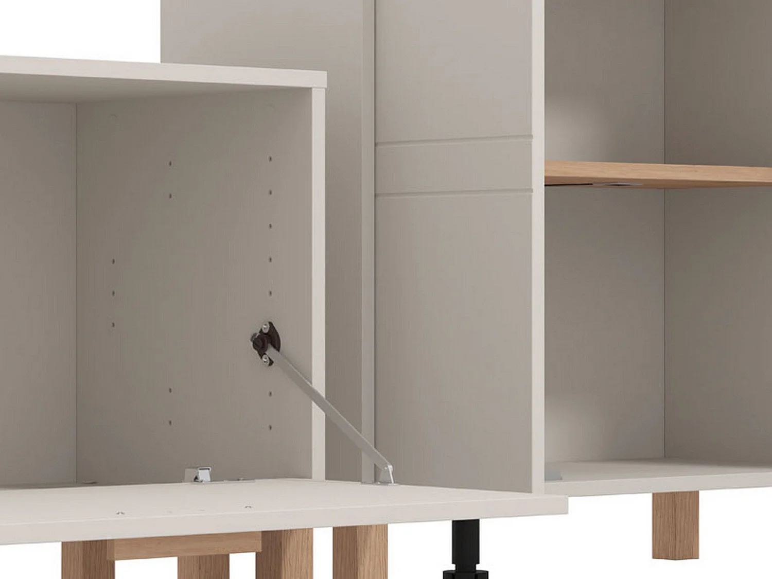 Parete Attrezzata Fallo, Modulabile, Bianco Crema, Mobile Soggiorno, 7 Ripiani, 9 Vani