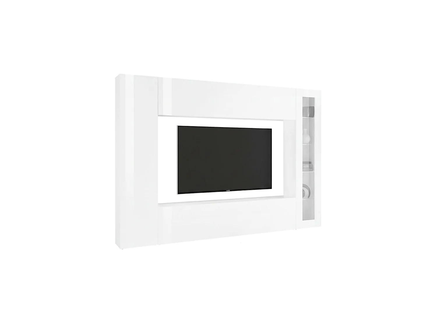 Alatri modulaire wandmeubel, gemaakt in Italië, wit, woonkamermeubel, 8 planken, 4 deuren