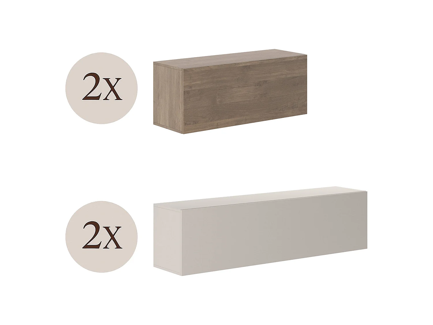 Parete Attrezzata Suisio, 4 Ripiani, Beige, Mobile Soggiorno, Modulabile, Apertura Battente