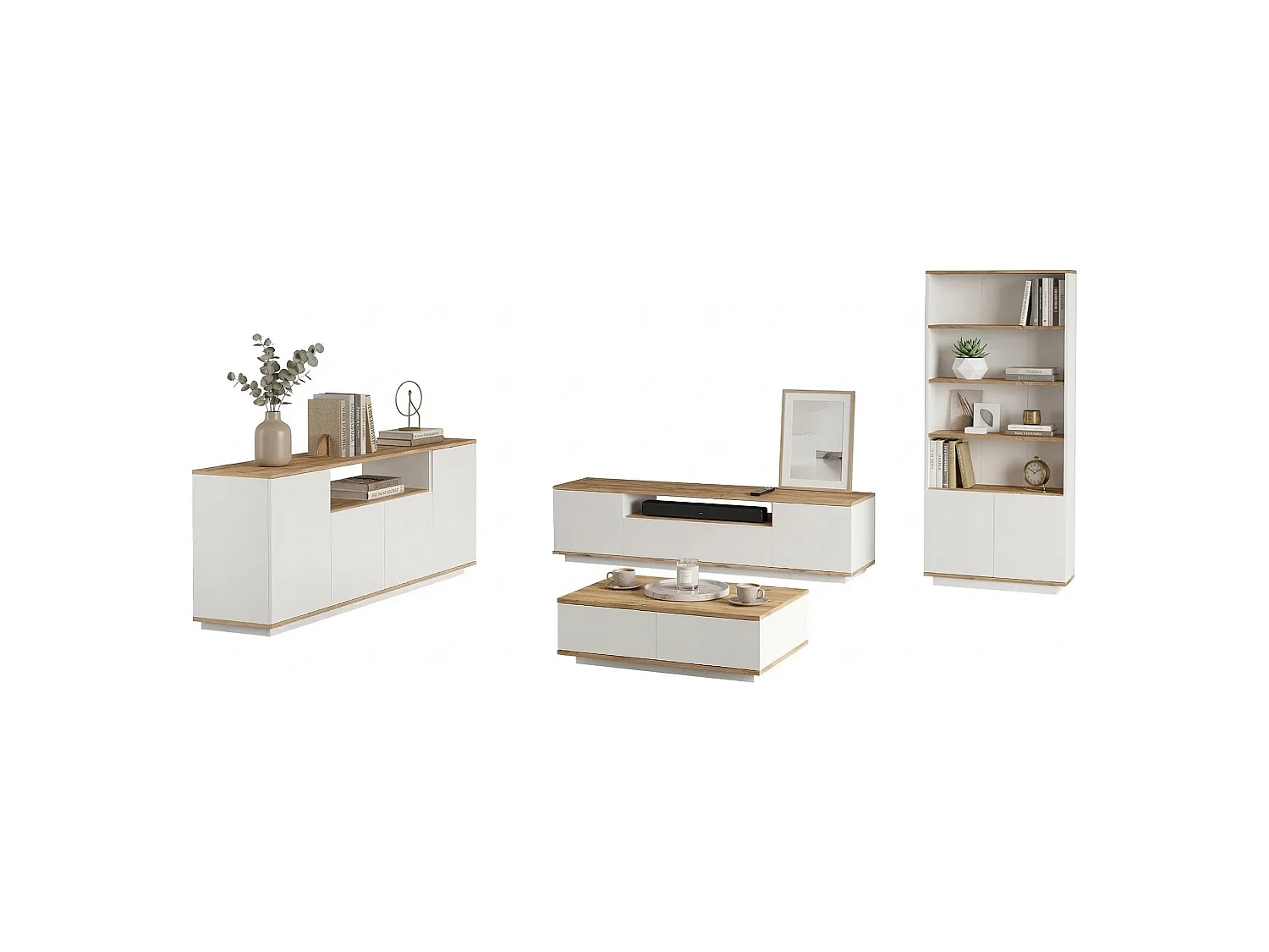 Set Mobili da Soggiorno Stienta, Modulabile, Marrone Rovere Nodi, 11 Ripiani, 11 Ante