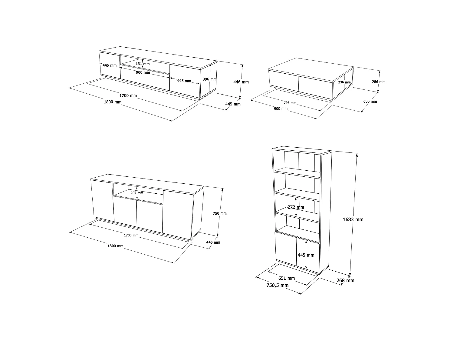 Set Mobili da Soggiorno Stienta, Modulabile, Marrone Rovere Nodi, 11 Ripiani, 11 Ante