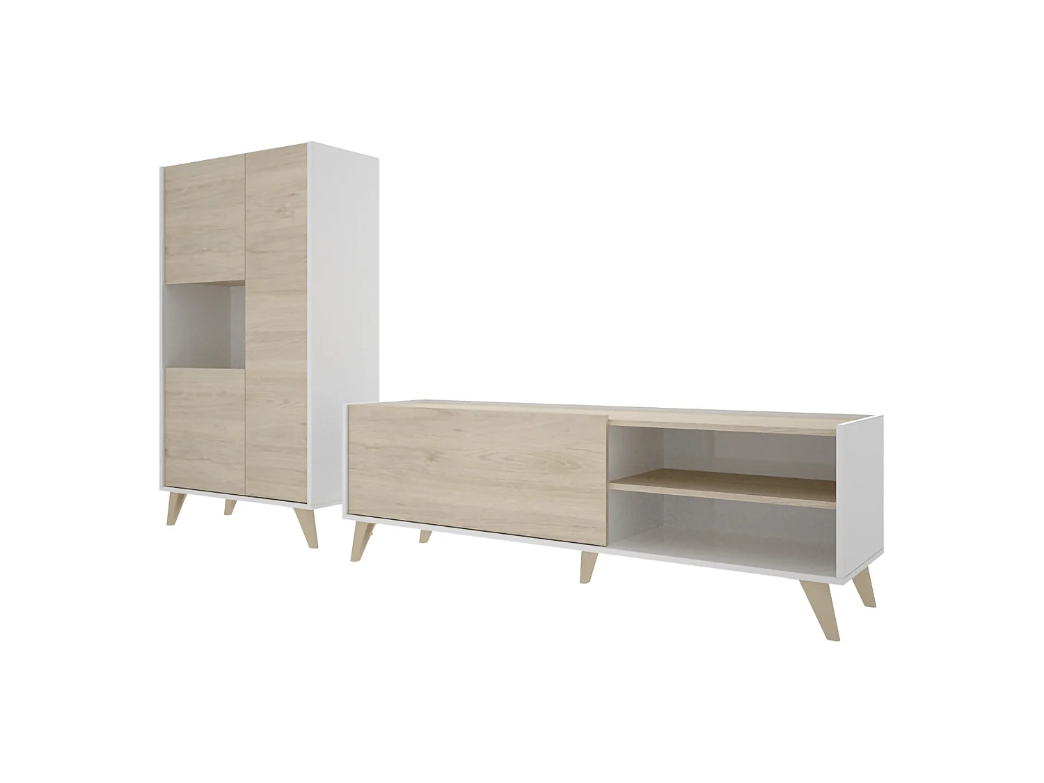 Set Mobili da Soggiorno Sutter, Modulabile, Marrone Rovere, 5 Ripiani, Apertura Battente, a Ribalta
