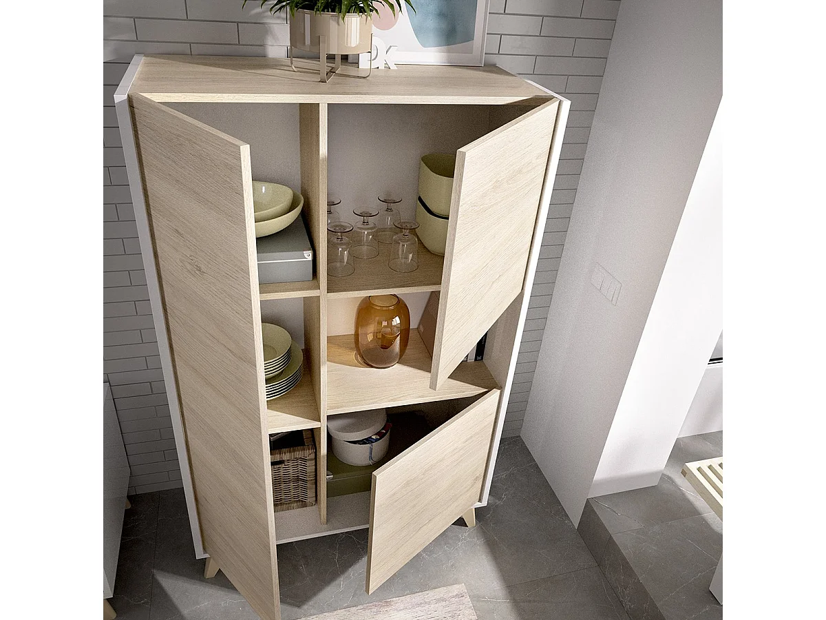 Set Mobili da Soggiorno Sutter, Modulabile, Marrone Rovere, 5 Ripiani, Apertura Battente, a Ribalta