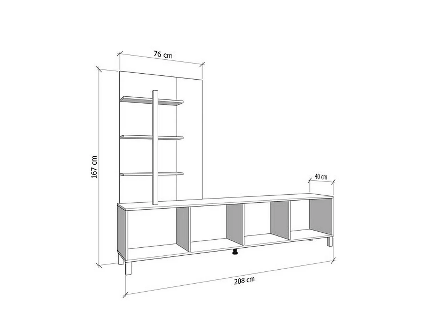 Parete Attrezzata Staletti, 4 Ripiani, Marrone Rovere Nodi, Mobile Soggiorno, 4 Vani, 4 Ante