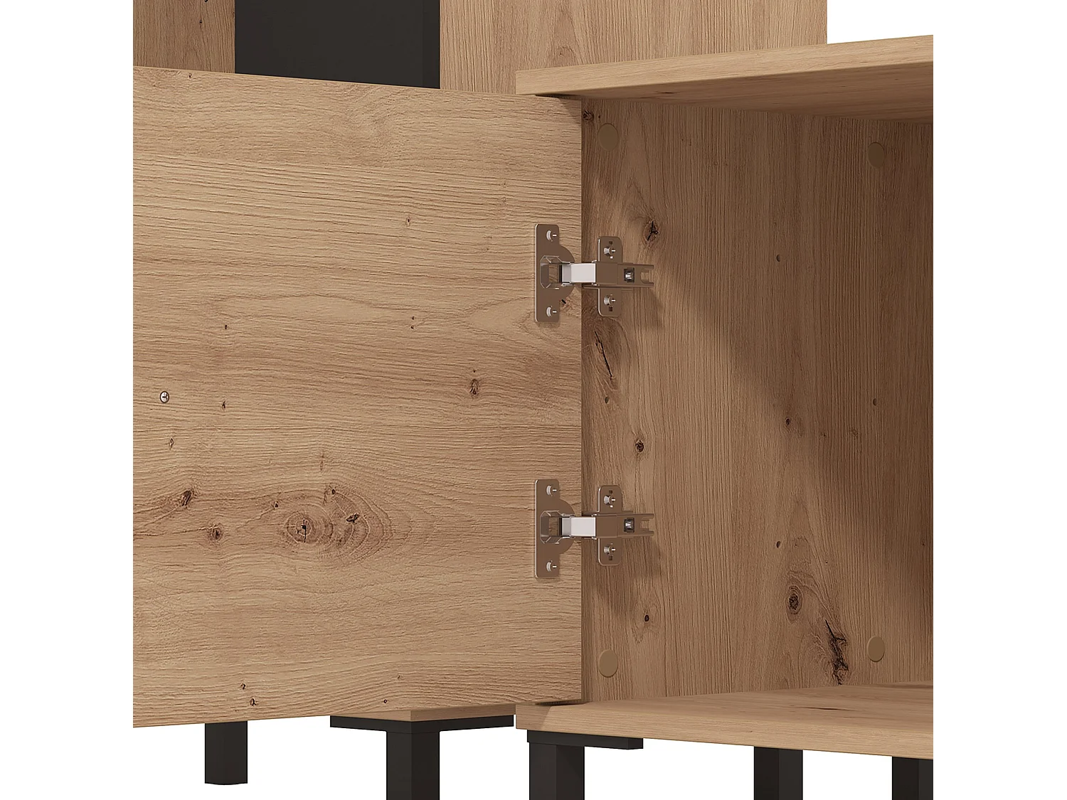 Parete Attrezzata Petrona, 8 Ripiani, Marrone Rovere Nodi, Mobile Soggiorno, Modulabile, 7 Vani