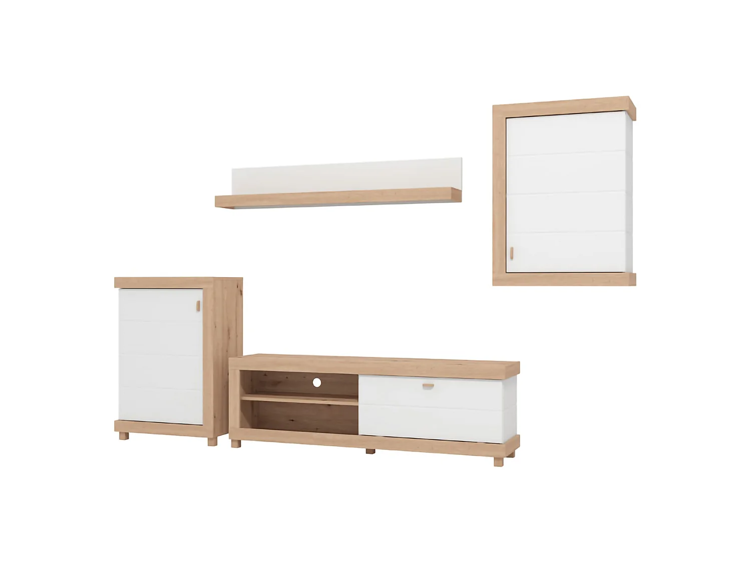 Set Mobili da Soggiorno Urbe, Modulabile, Marrone Opaco, 7 Ripiani, Apertura Battente, a Ribalta