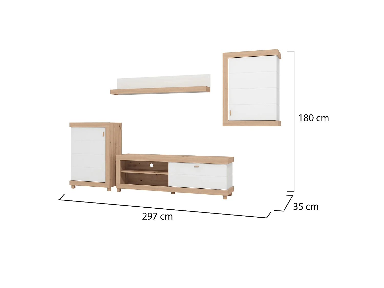 Set Mobili da Soggiorno Urbe, Modulabile, Marrone Opaco, 7 Ripiani, Apertura Battente, a Ribalta