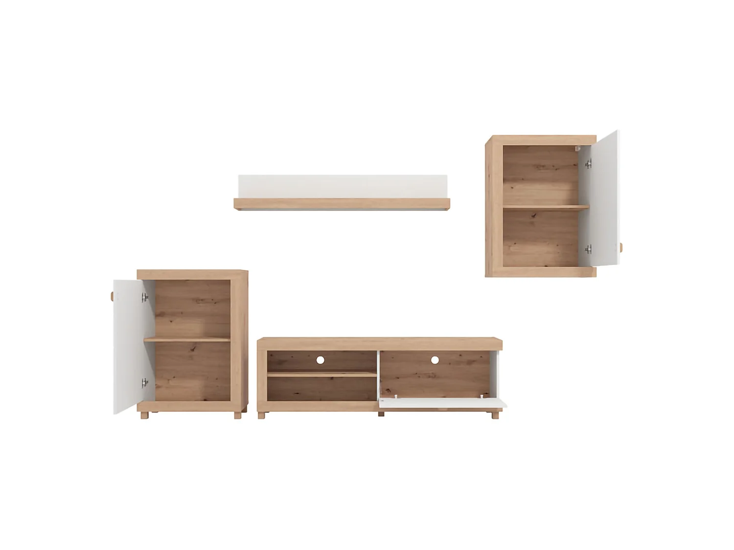 Set Mobili da Soggiorno Urbe, Modulabile, Marrone Opaco, 7 Ripiani, Apertura Battente, a Ribalta