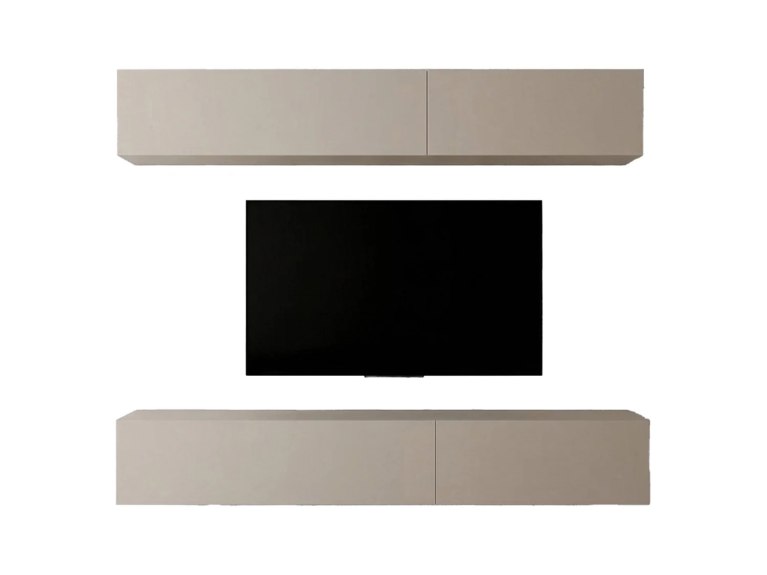 Parete Attrezzata Suisio, Modulabile, Beige, Mobile Soggiorno, 4 Ripiani, Apertura Battente