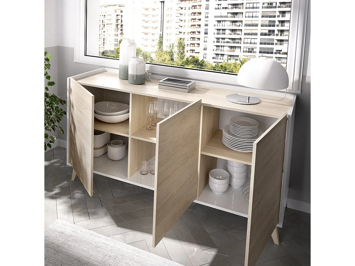Set Mobili da Soggiorno Tellur, Modulabile, Marrone Rovere, 4 Ripiani, Apertura Battente, Sollevabile