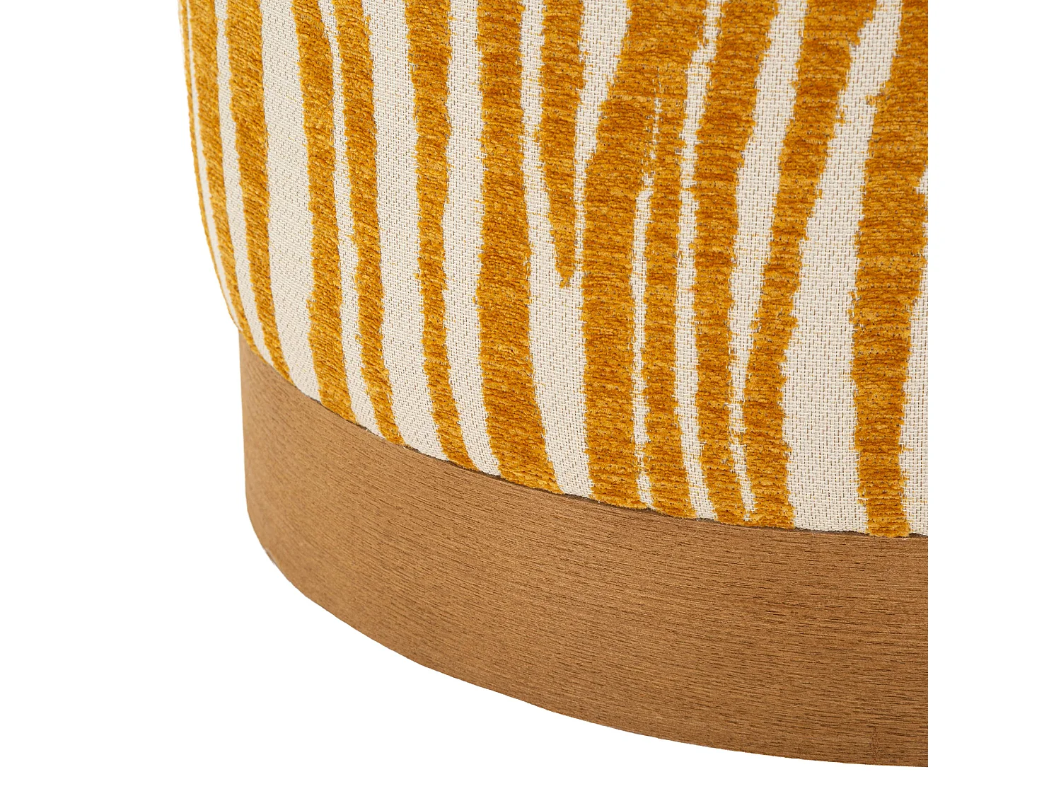 Pouf Faleli, effet zébré, 41x42x41h cm jaune moutarde, forme ronde, structure couleur or