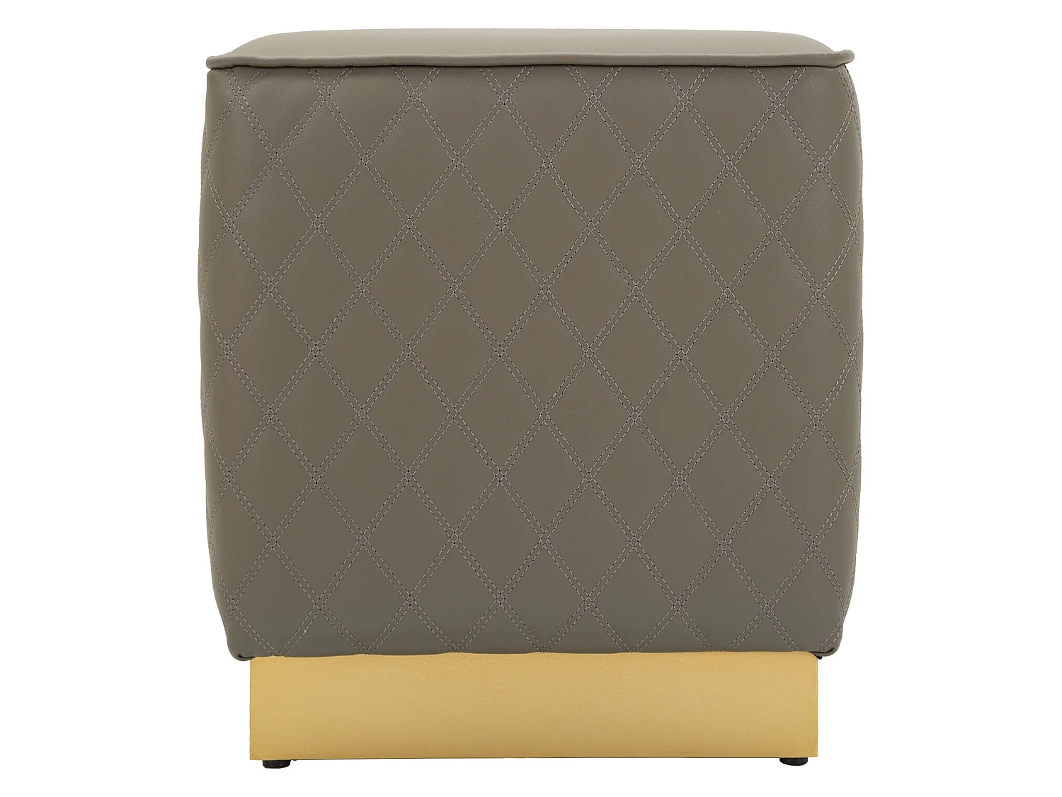 Pouf Daseloba, Revêtement Matelassé en Similicuir, 38x38x38h cm Gris Taupe, Forme Carrée, Structure Couleur Or