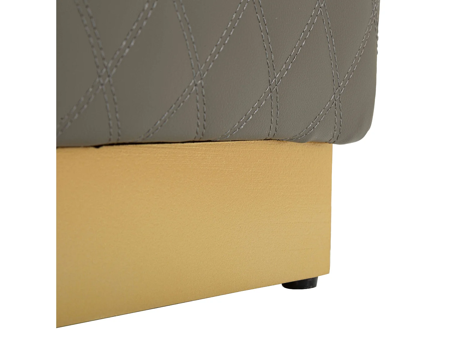 Pouf Daseloba, Revêtement Matelassé en Similicuir, 38x38x38h cm Gris Taupe, Forme Carrée, Structure Couleur Or