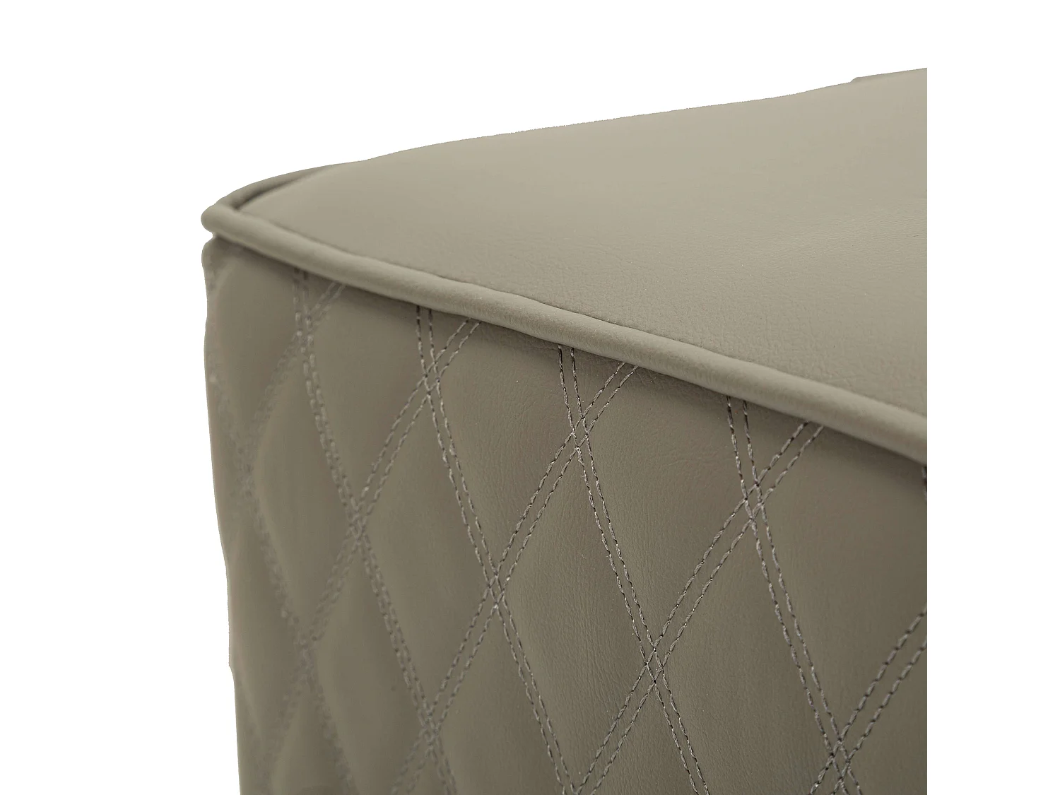Pouf Daseloba, Revêtement Matelassé en Similicuir, 38x38x38h cm Gris Taupe, Forme Carrée, Structure Couleur Or