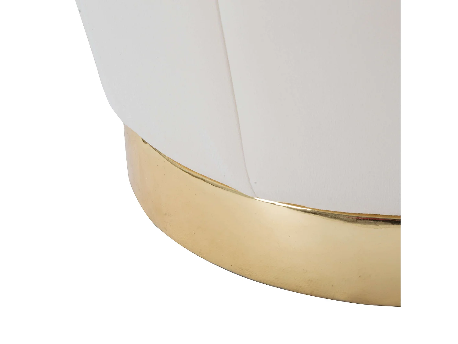 Pouf Contenant Trevel, Forme Ronde, 43x43x43h cm Blanc Crème, Structure dorée, Tissu