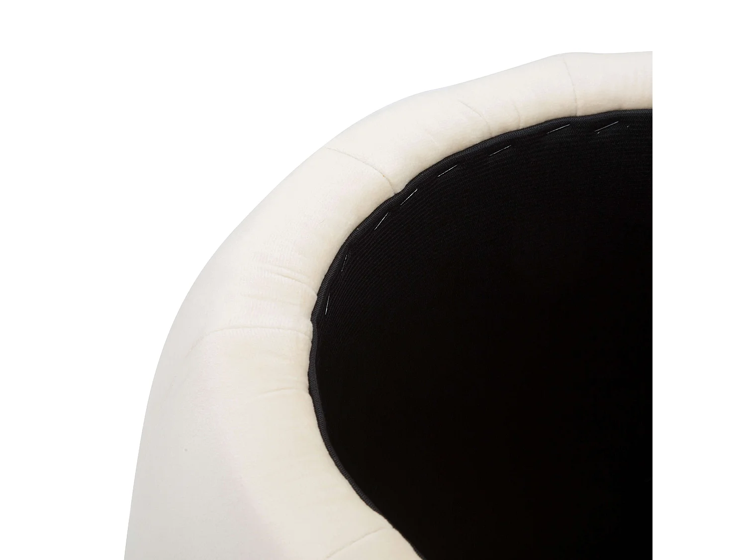 Pouf Contenant Trevel, Forme Ronde, 43x43x43h cm Blanc Crème, Structure dorée, Tissu
