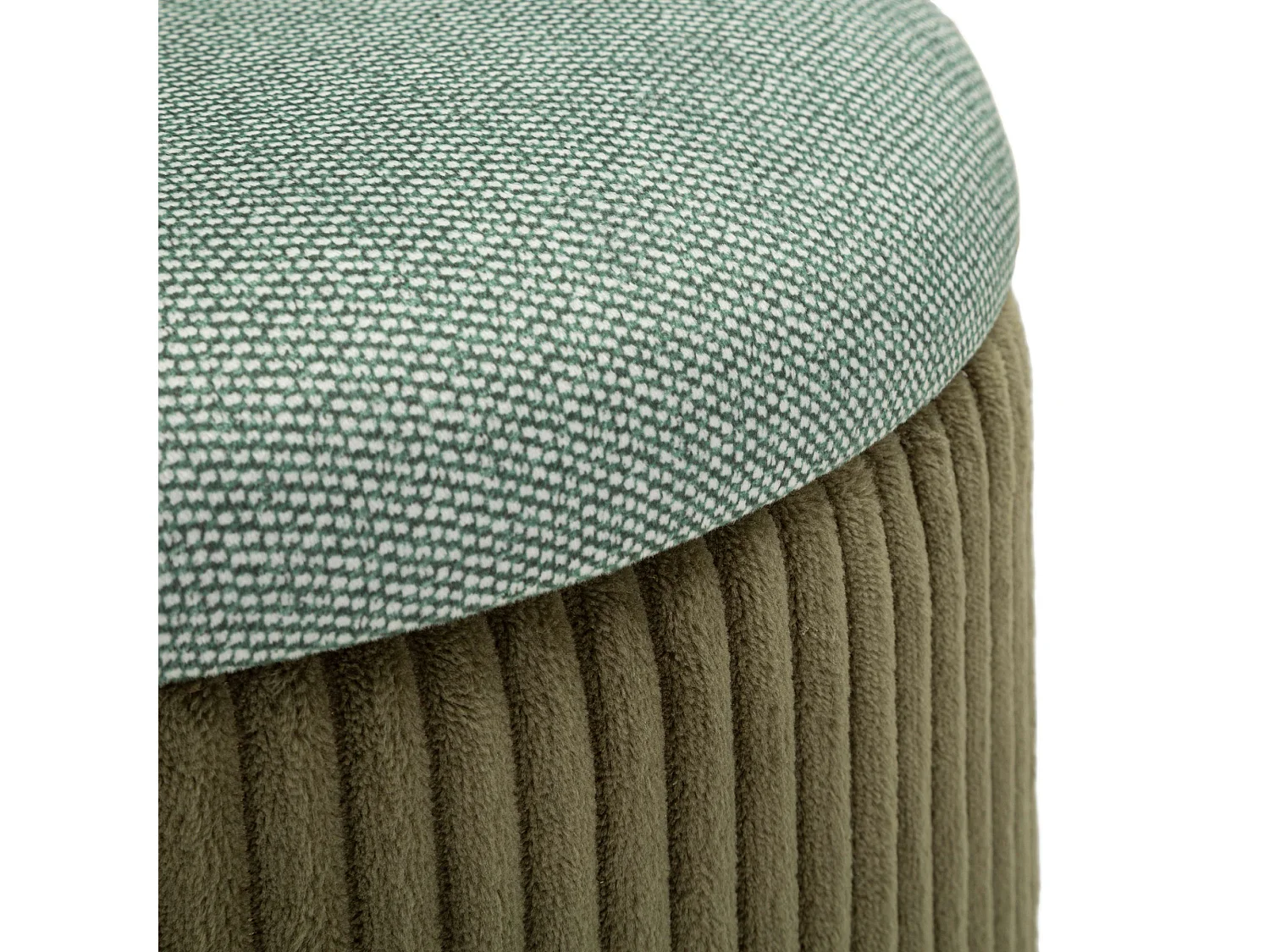 Pouf Coffre Fianar, lot de 2, 38x38x38h cm Vert, Forme Ronde, Structure en Tissu