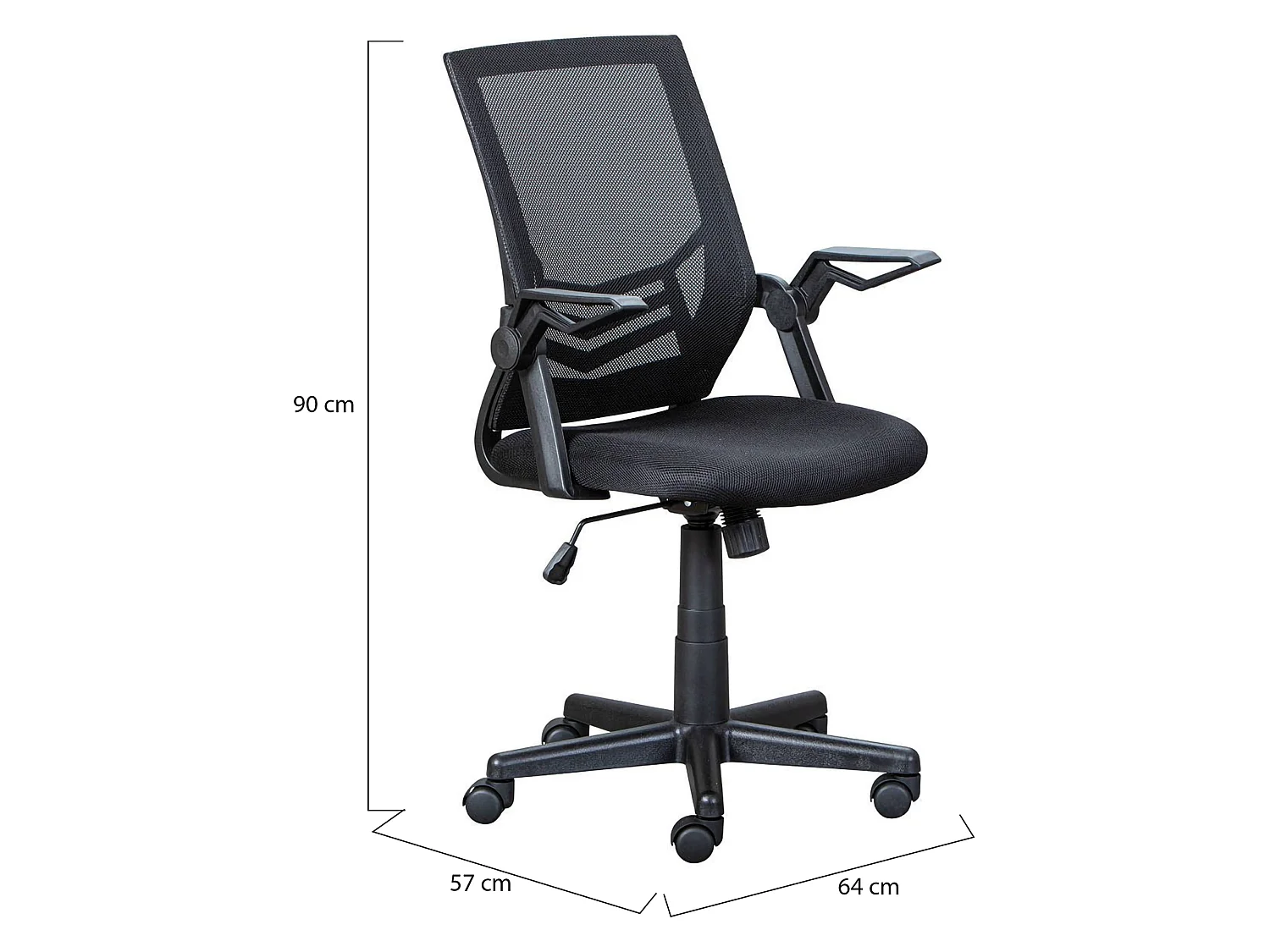 Chaise à Roulettes Dkid, Réglable, Noir, Fauteuil de Bureau