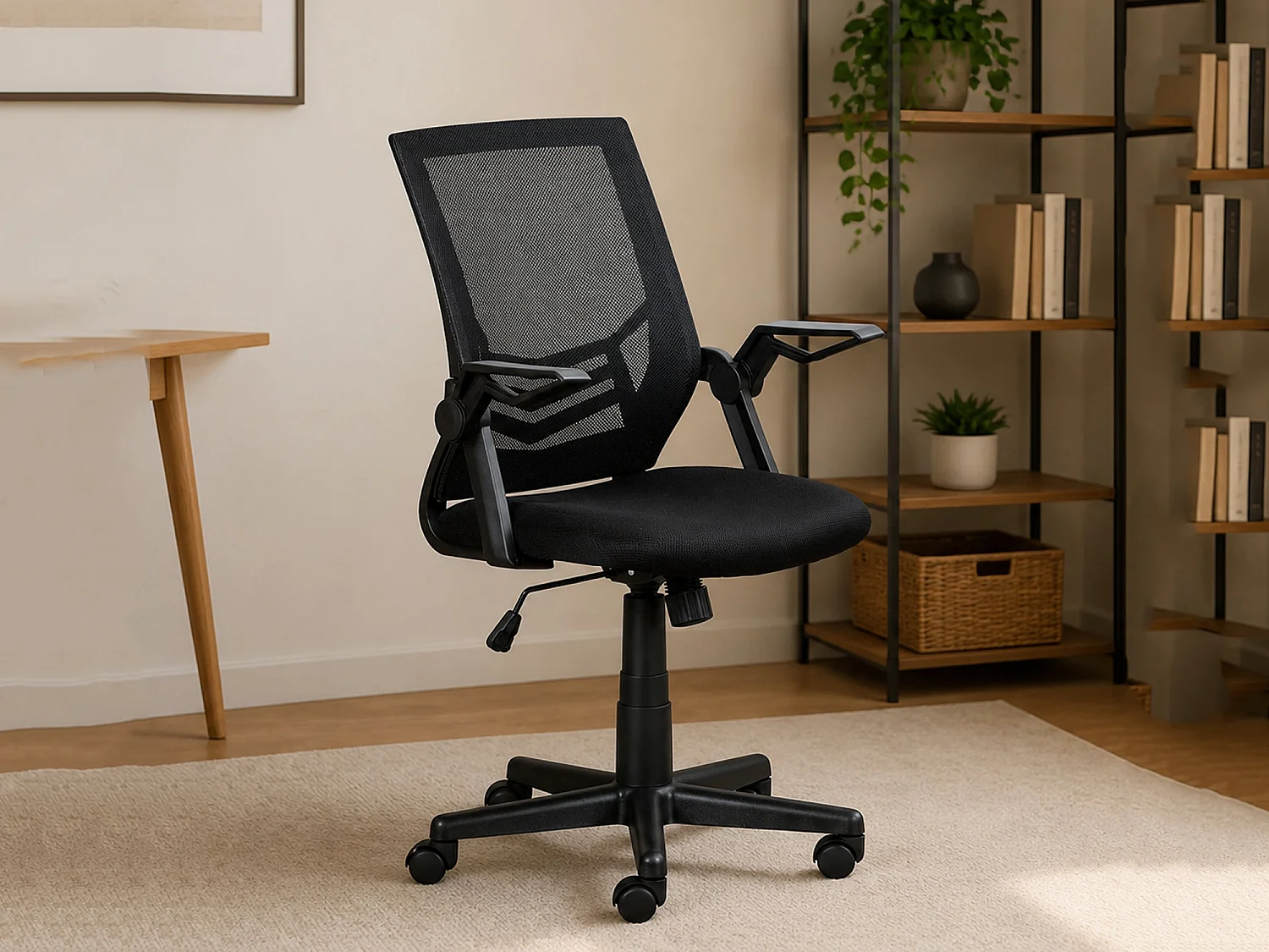 Chaise à Roulettes Dkid, Réglable, Noir, Fauteuil de Bureau