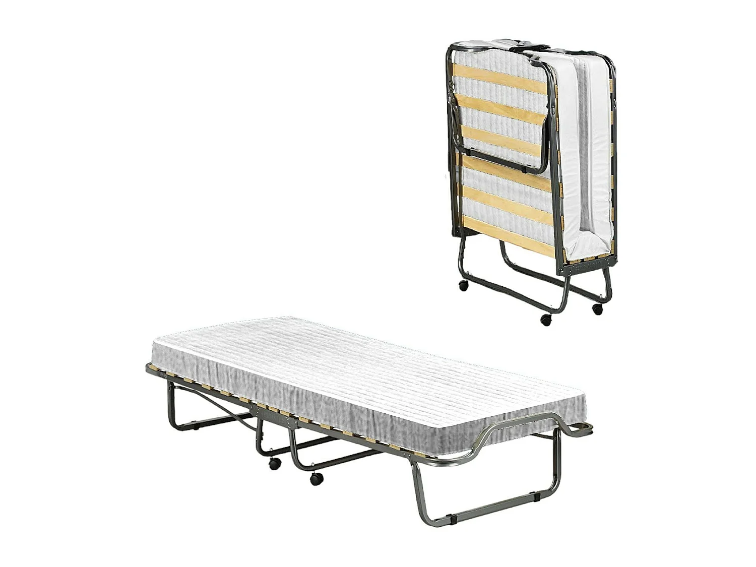 Cama Plegable Chiauci, Colchón Incluido Made in Italy, Blanco, Camastro, Tamaño Colchón 80x190x10 cm, Acolchado