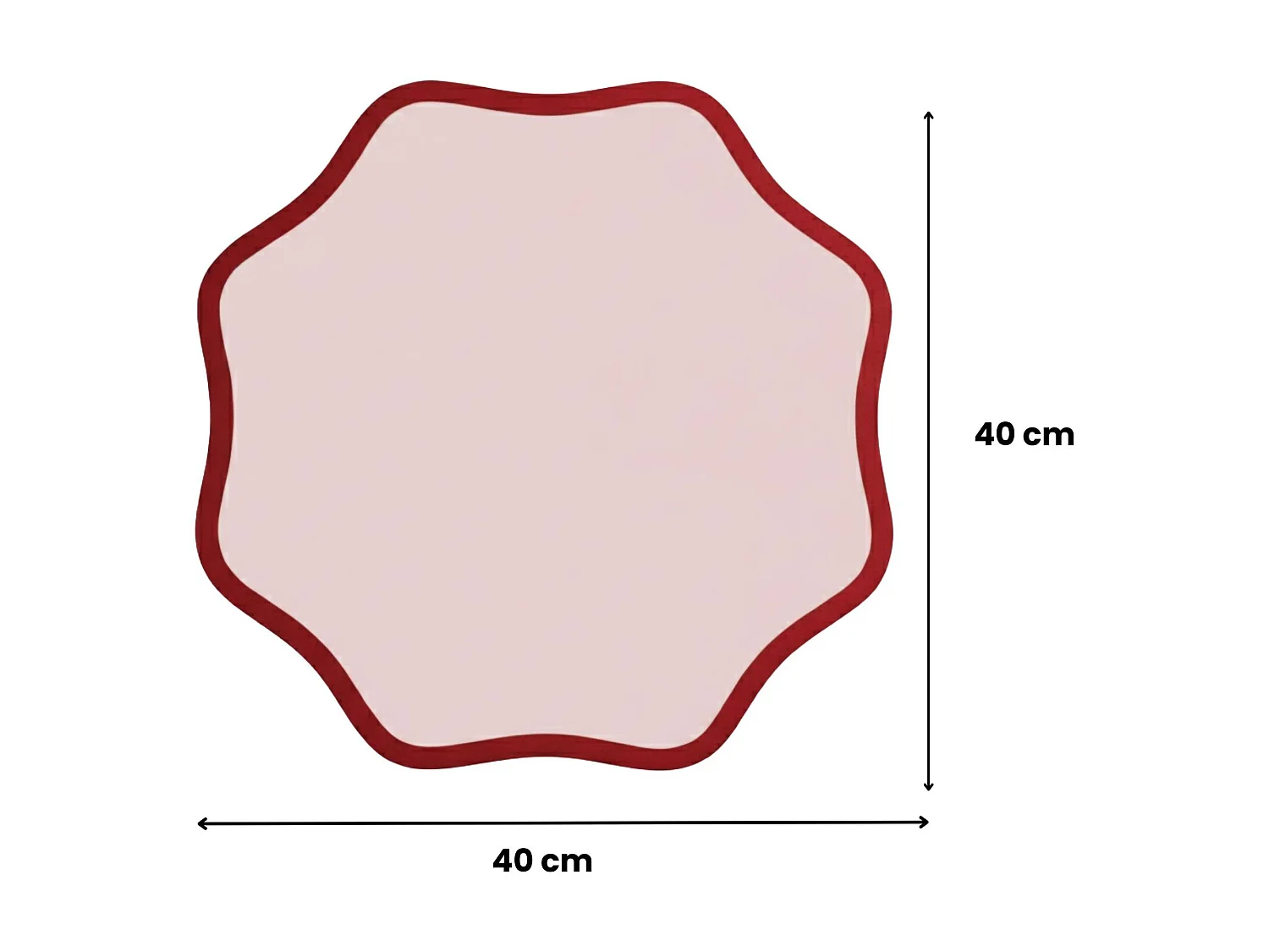 Tovaglietta Americana Hati, set da 6, Bordo Ondulato, Coppia Bicolore Made in Italy, 40x40 cm Rosso, Lavabile, Colore Struttura Rosa
