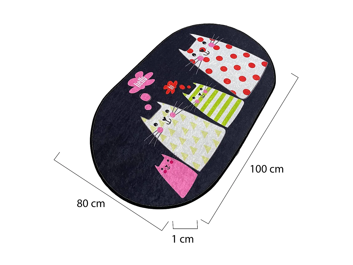 Tapis de Bain Piqua, Lavable en Machine, 80x100 cm Multicolore
