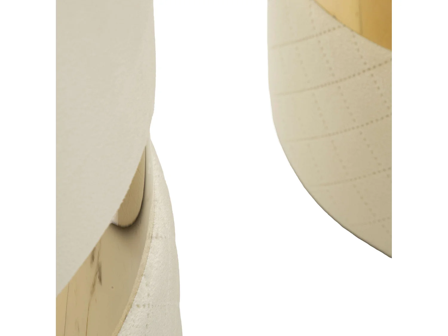 Pouf de rangement Maun, set de 2, 37x37x42h cm Blanc Crème, Forme Ronde, Structure couleur or
