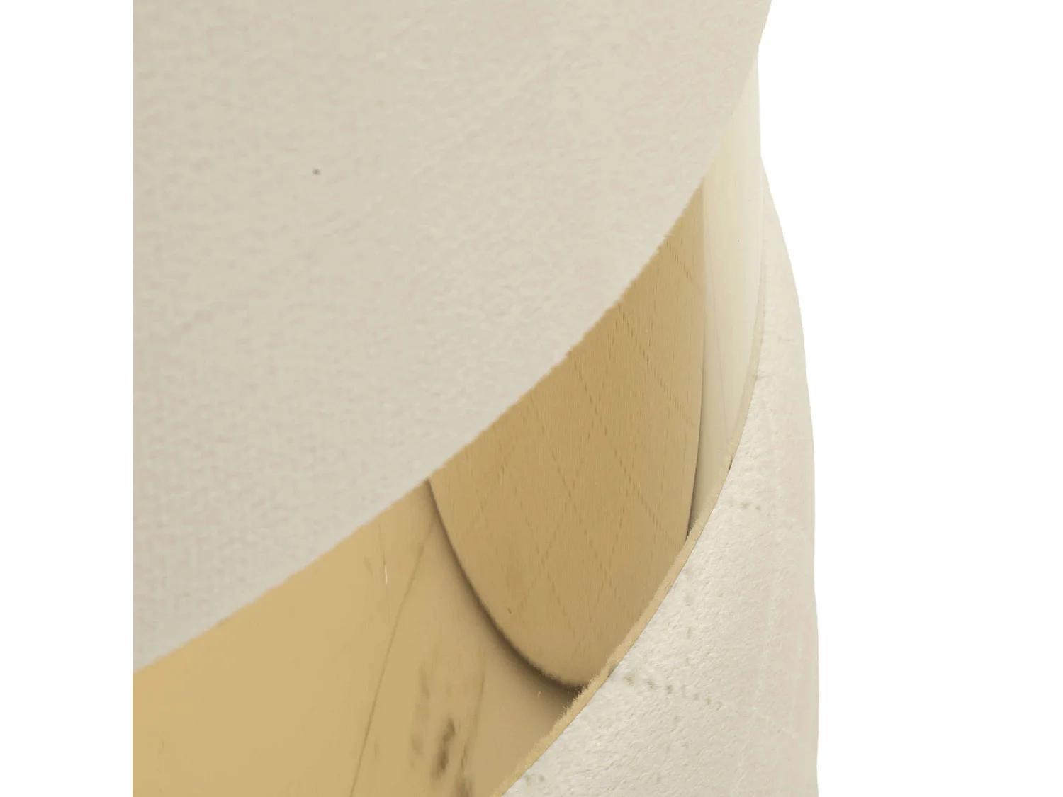 Pouf de rangement Maun, set de 2, 37x37x42h cm Blanc Crème, Forme Ronde, Structure couleur or