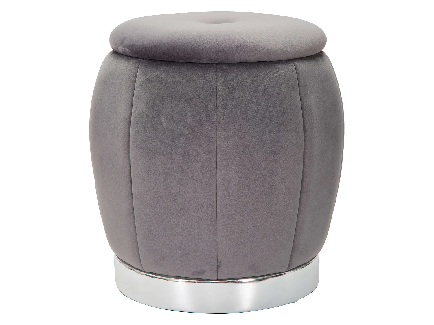 Pouf de Rangement Trevel, Forme Ronde, 43x43x43h cm Gris, Structure Couleur Argent, Matière Structure en Tissu