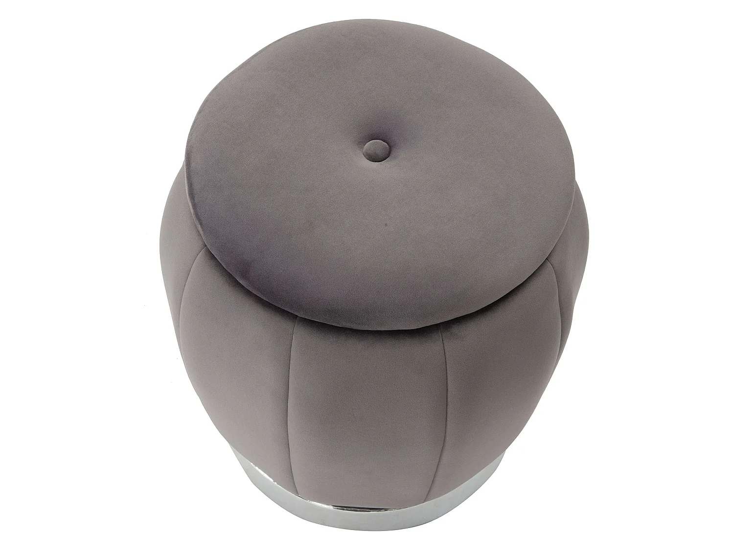 Pouf de Rangement Trevel, Forme Ronde, 43x43x43h cm Gris, Structure Couleur Argent, Matière Structure en Tissu