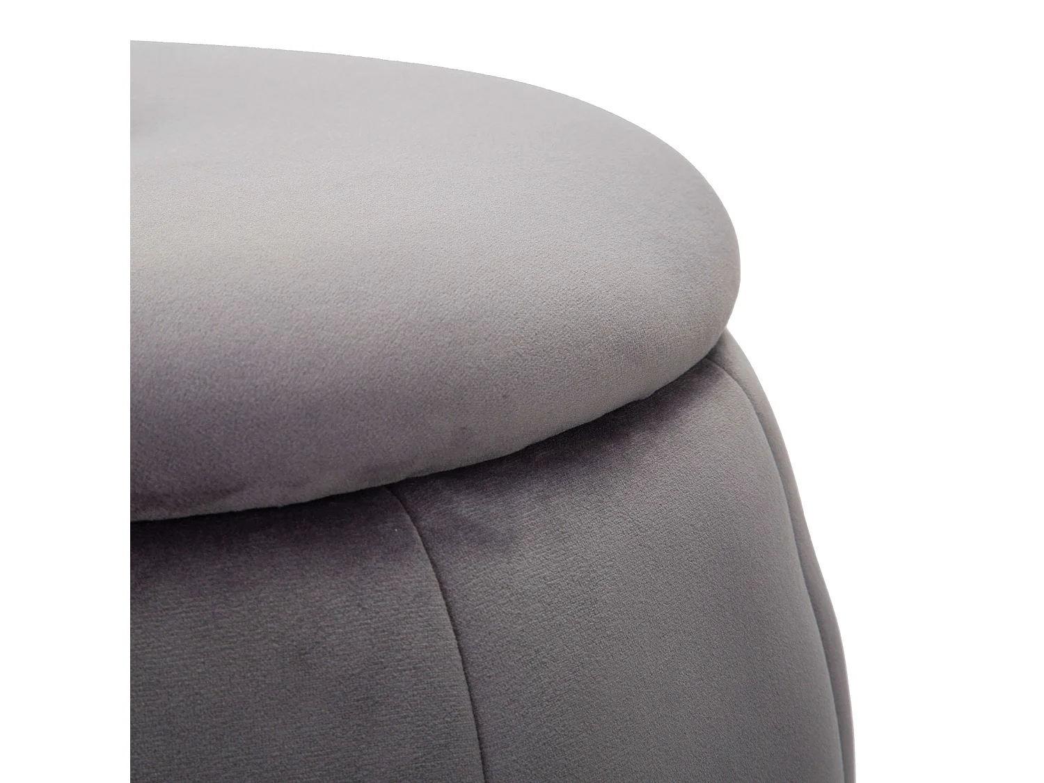 Pouf de Rangement Trevel, Forme Ronde, 43x43x43h cm Gris, Structure Couleur Argent, Matière Structure en Tissu