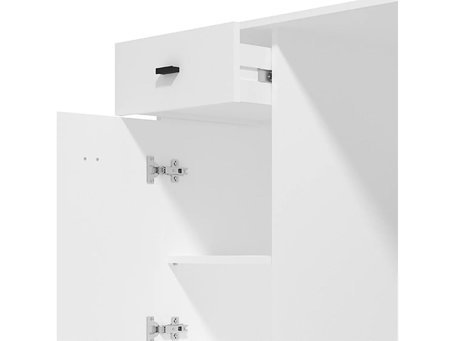 Scrivania Ziro, 2 Cassetti, 140x50x77h cm Bianco Opaco, 3 Ripiani, 2 Ante