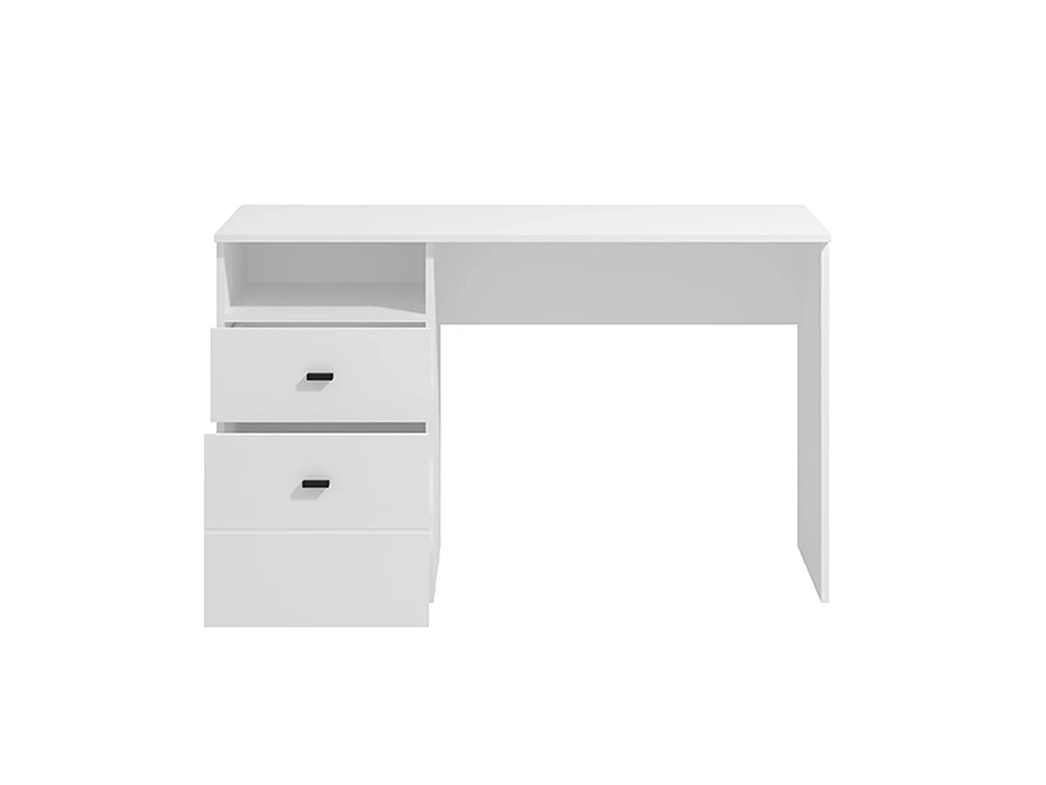 Secrétaire Frutal, 2 tiroirs, 127x51x77h cm blanc mat, 2 étagères, un compartiment