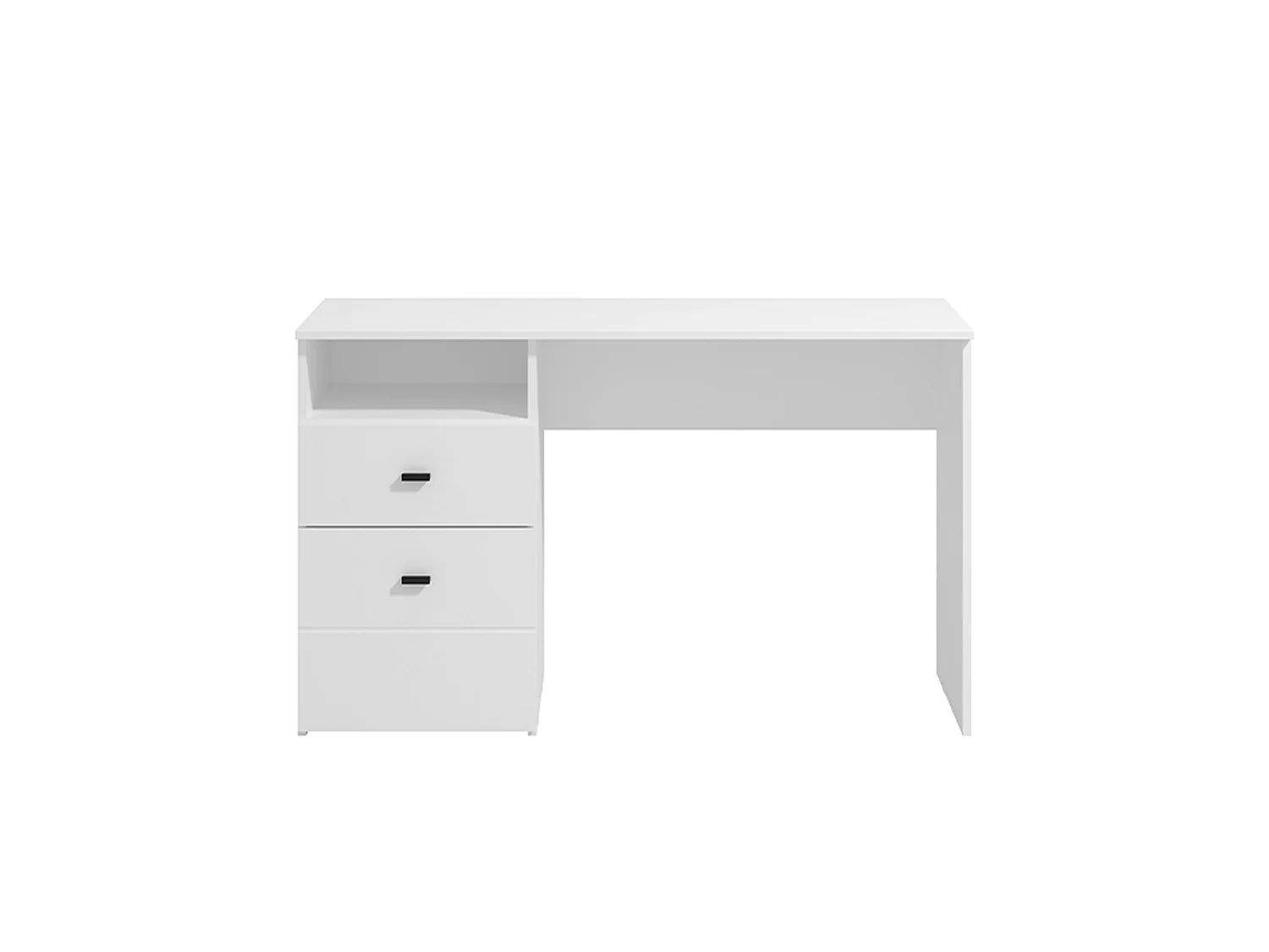 Secrétaire Frutal, 2 tiroirs, 127x51x77h cm blanc mat, 2 étagères, un compartiment