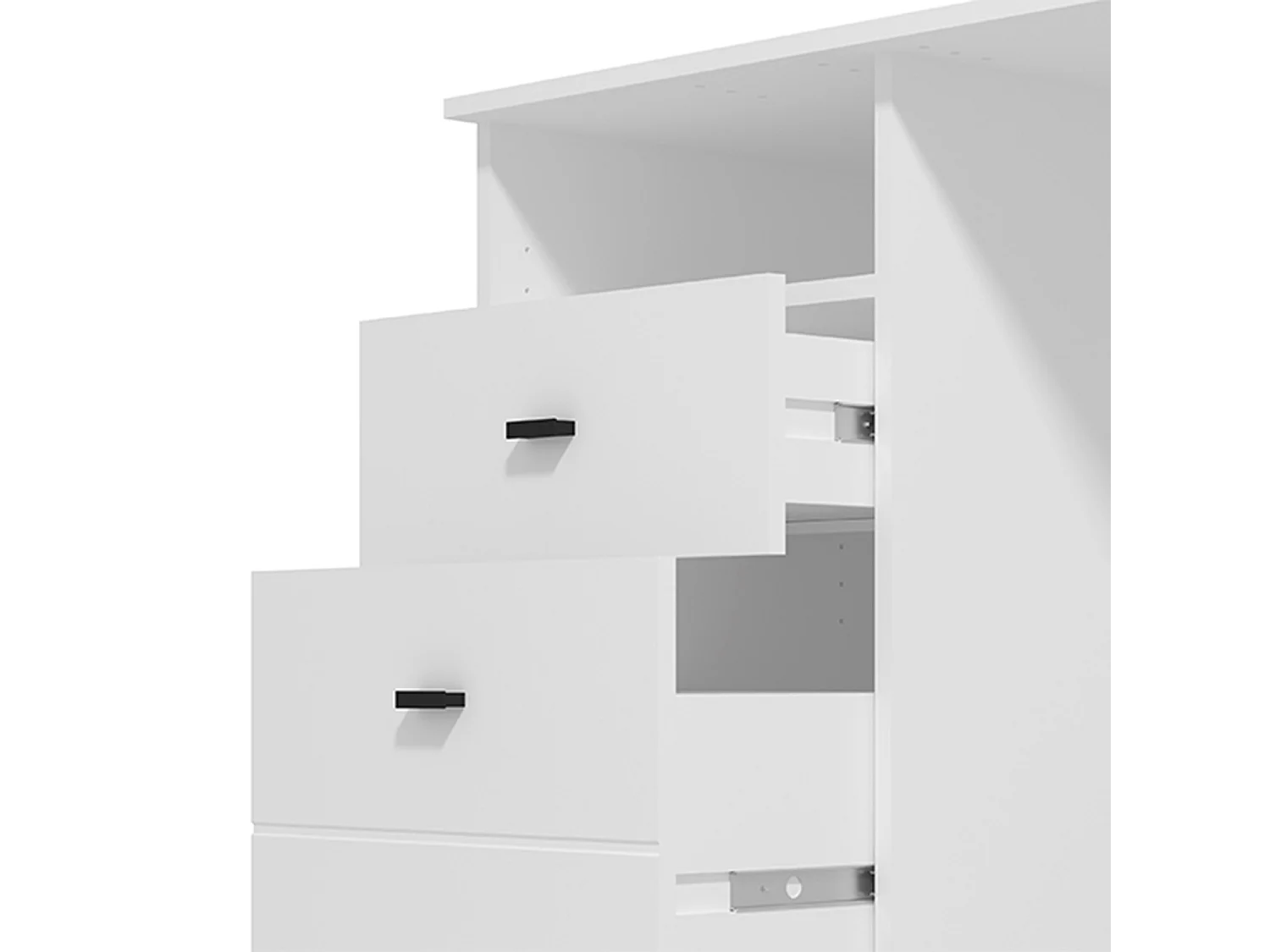 Secrétaire Frutal, 2 tiroirs, 127x51x77h cm blanc mat, 2 étagères, un compartiment