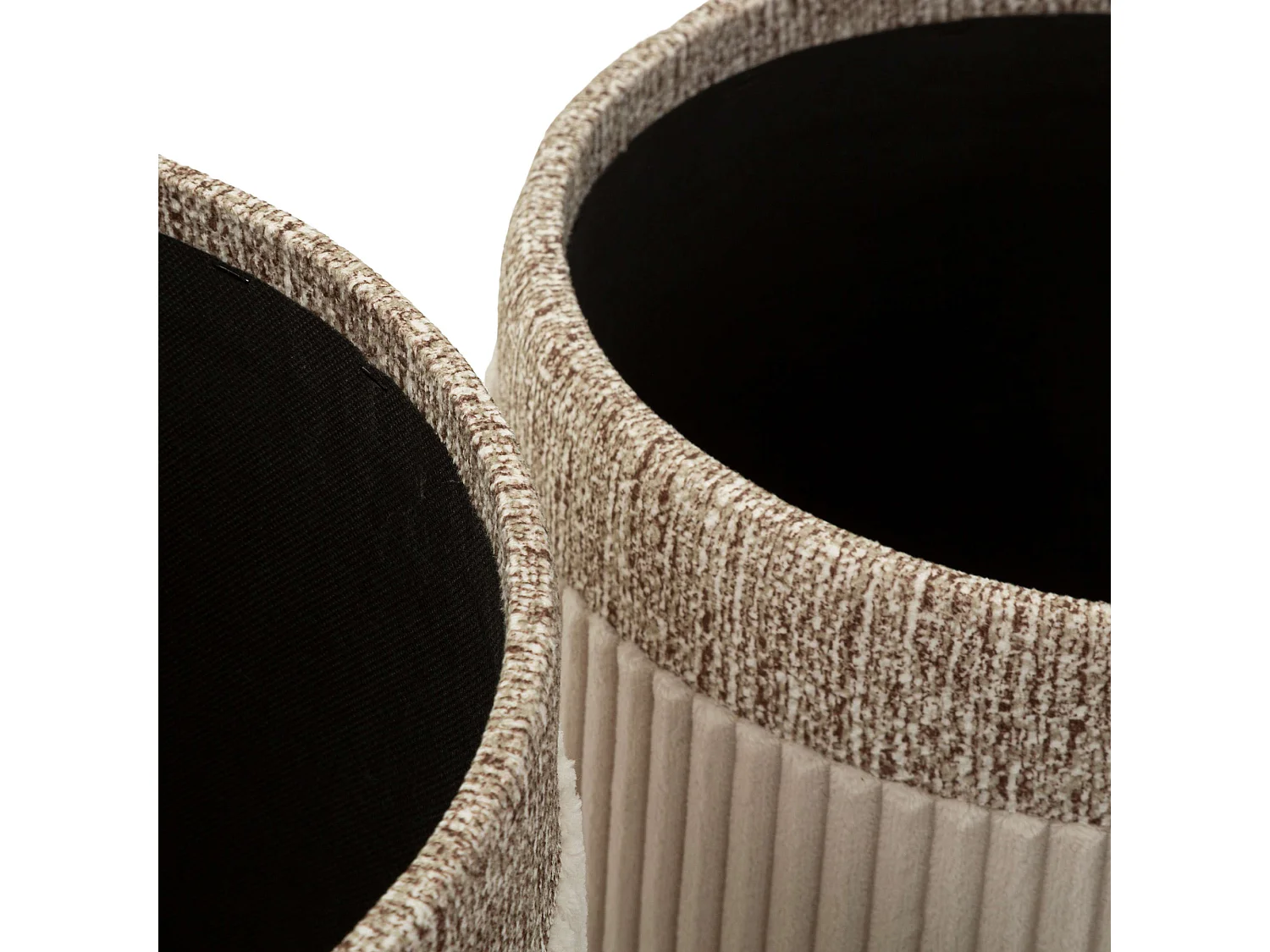Pouf Coffre Ghanzi, set de 3, 41x41x50h cm Beige, Forme Ronde, Structure en Tissu