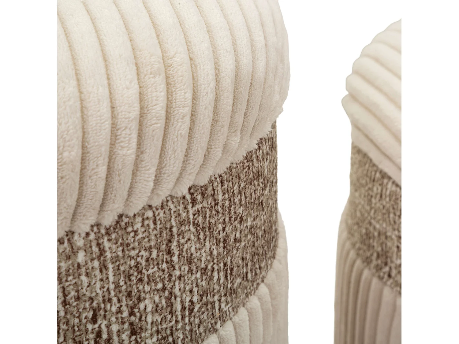 Pouf Coffre Ghanzi, set de 3, 41x41x50h cm Beige, Forme Ronde, Structure en Tissu