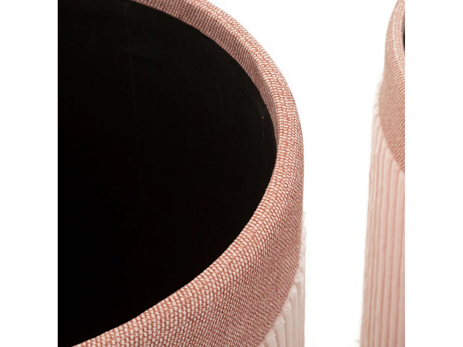 Pouf de Rangement Ghanzi, ensemble de 3, 41x41x50h cm Rose, Forme Ronde, Structure en Bois Mélaminé