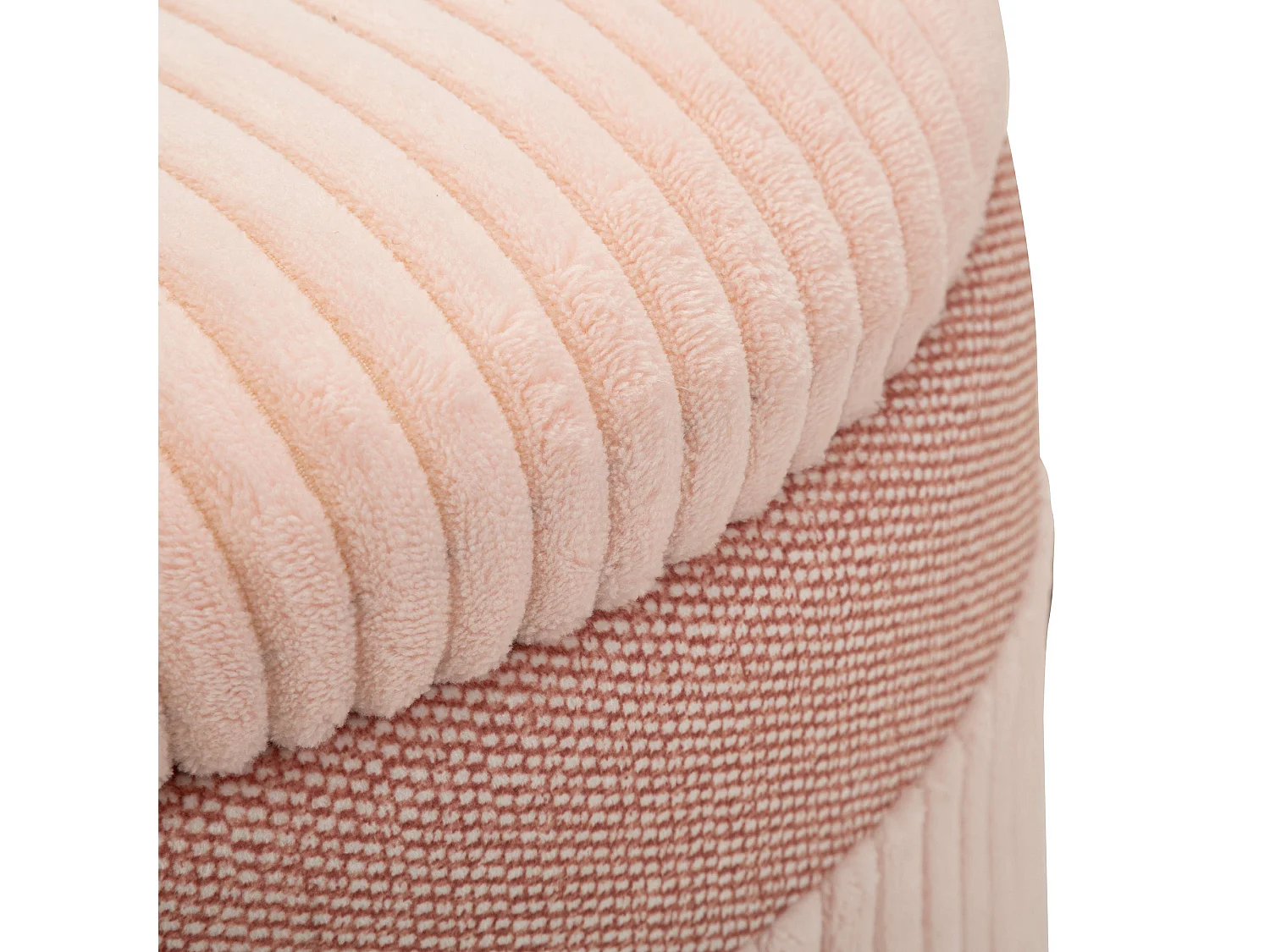 Pouf de Rangement Ghanzi, ensemble de 3, 41x41x50h cm Rose, Forme Ronde, Structure en Bois Mélaminé