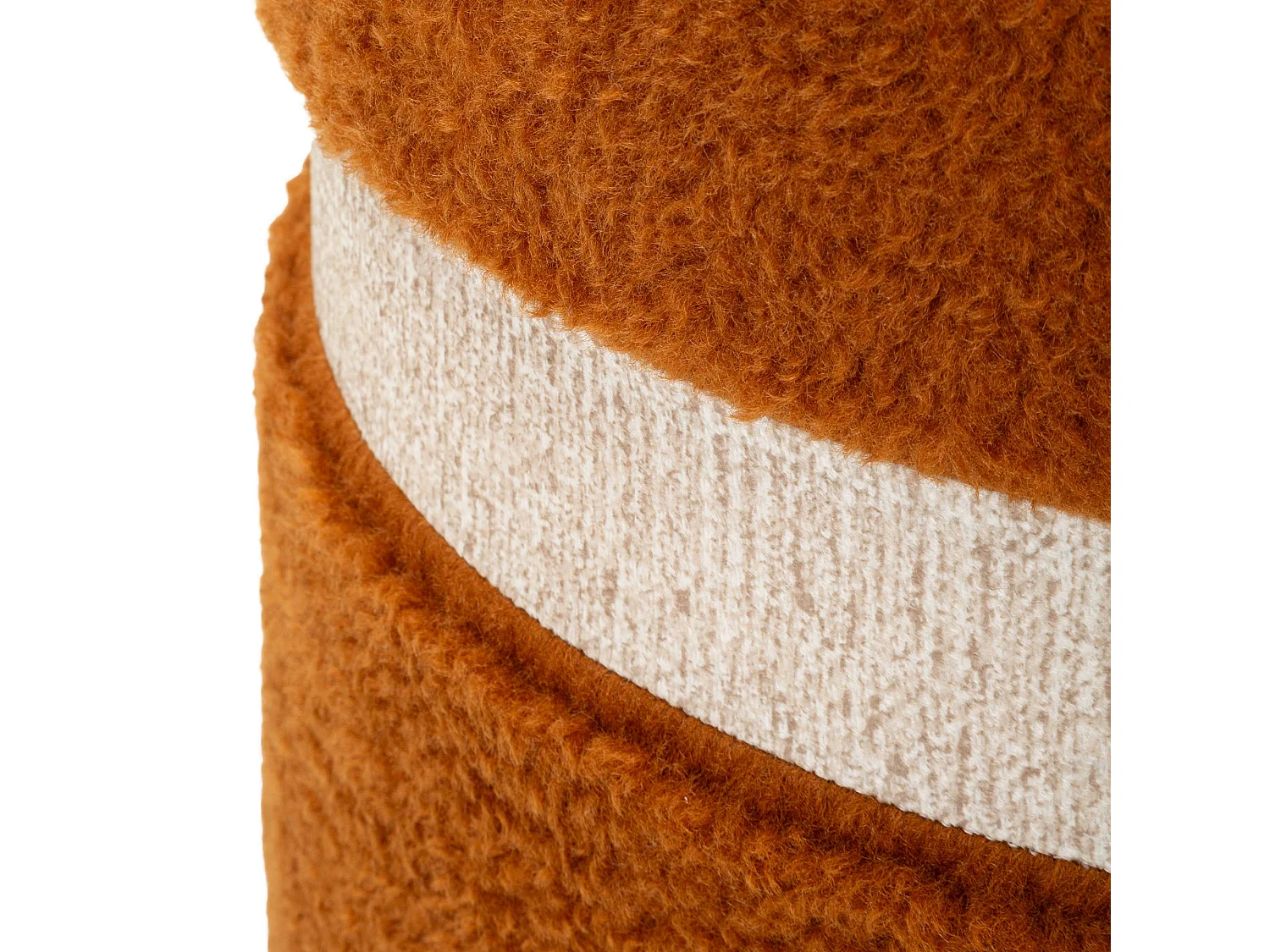 Pouf Coffre Luder, set de 2, 40x40x47h cm Marron Terracotta, Forme Ronde, Couleur Structure Beige