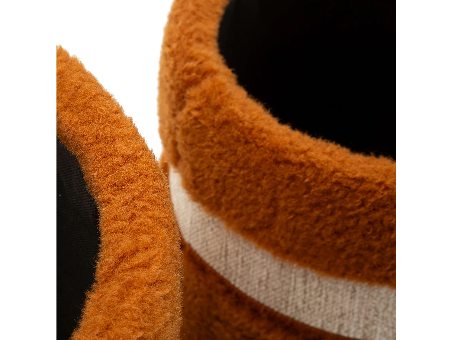 Pouf Coffre Luder, set de 2, 40x40x47h cm Marron Terracotta, Forme Ronde, Couleur Structure Beige