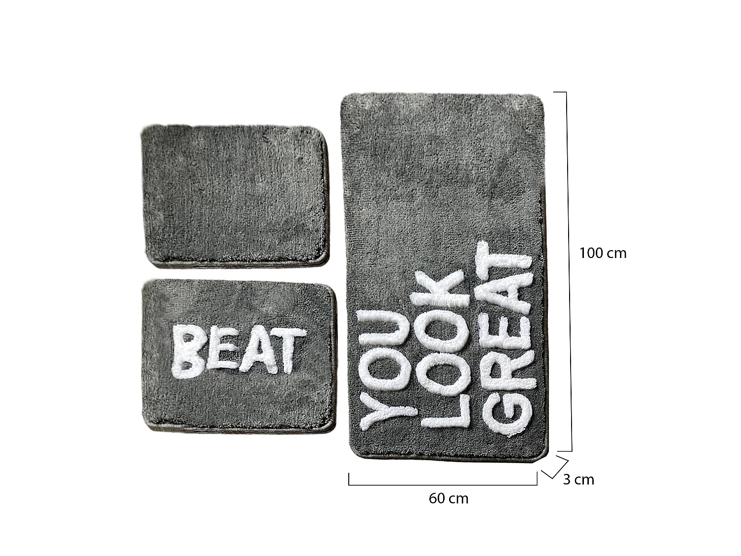 Tapis de Bain Westlake, Lavable en Machine, 60x100 cm Gris