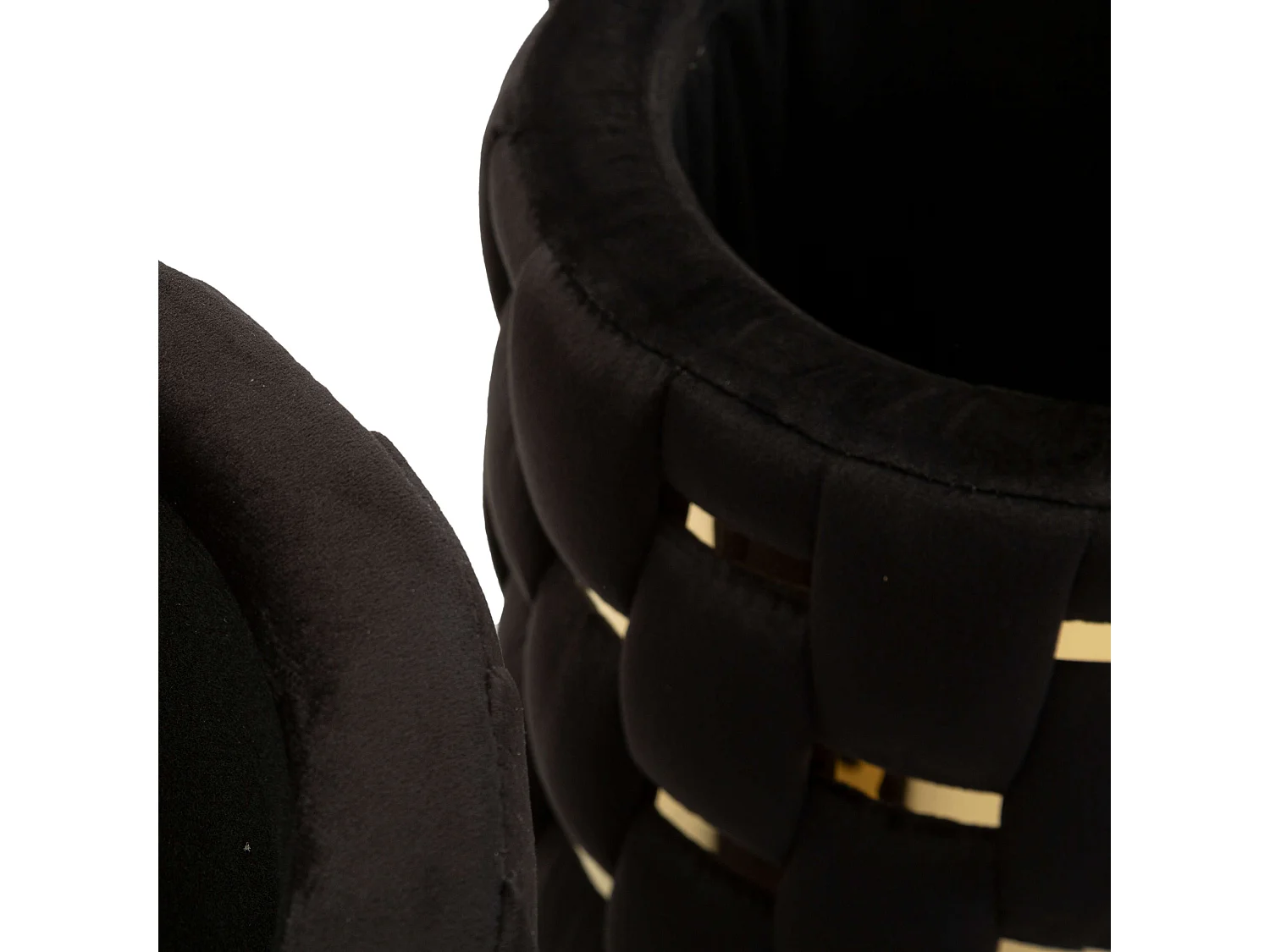 Pouf avec rangement Kasane, lot de 2, 37x37x42h cm Noir, Forme Ronde, Structure dorée
