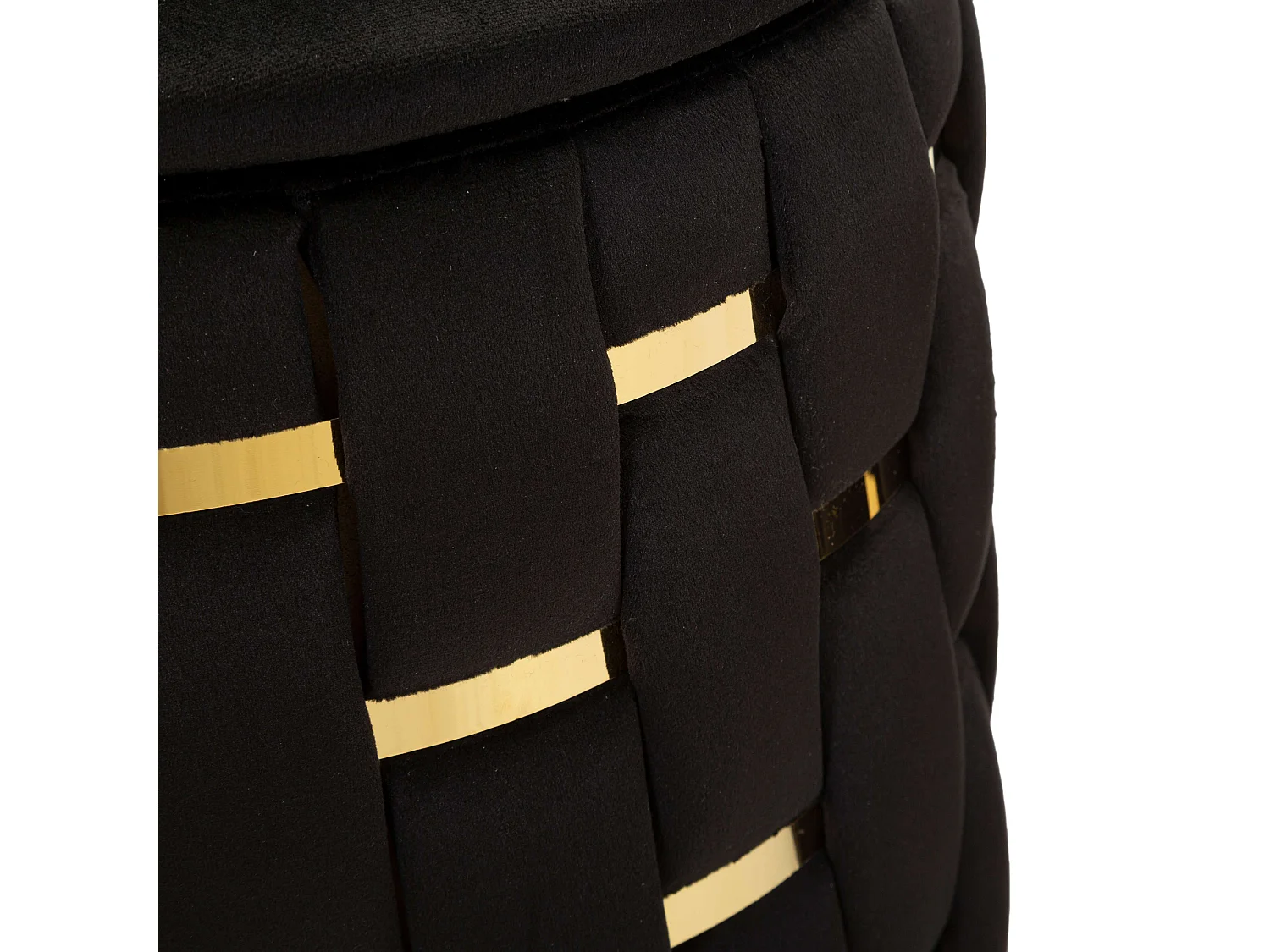 Pouf avec rangement Kasane, lot de 2, 37x37x42h cm Noir, Forme Ronde, Structure dorée