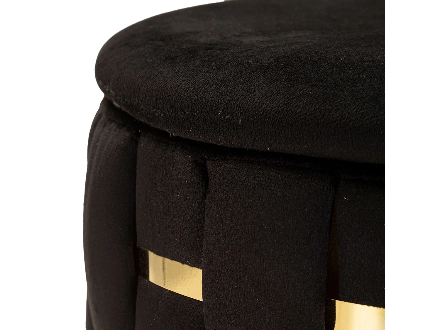 Pouf avec rangement Kasane, lot de 2, 37x37x42h cm Noir, Forme Ronde, Structure dorée