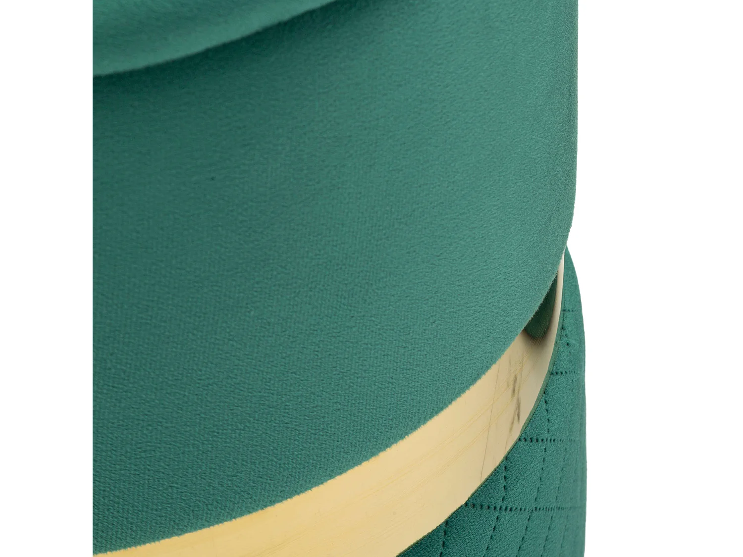 Set de 2 Poufs Coffres Maun, 37x37x42h cm Vert, Forme Ronde, Structure Couleur Or