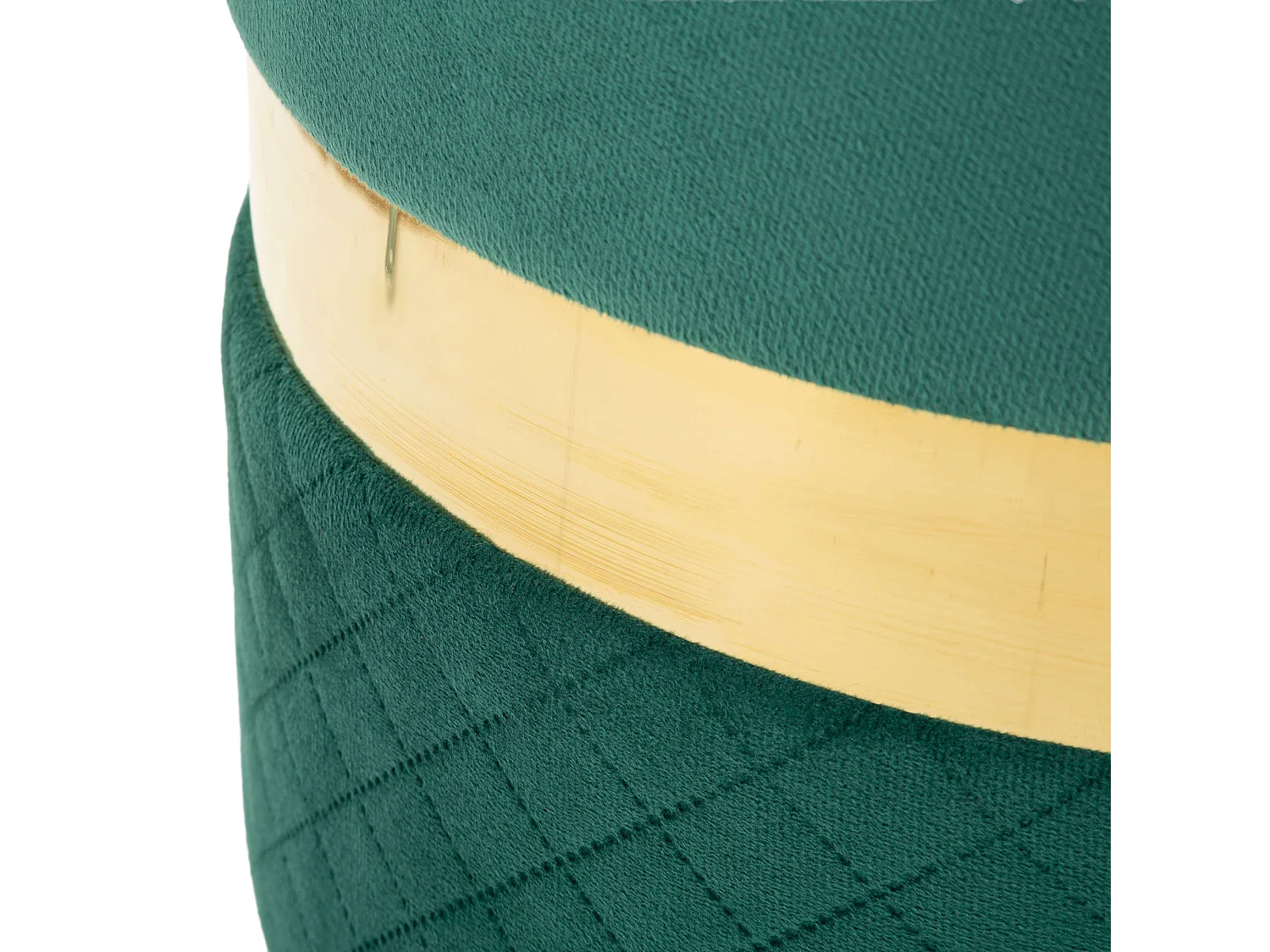 Set de 2 Poufs Coffres Maun, 37x37x42h cm Vert, Forme Ronde, Structure Couleur Or